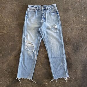 BDG Distressed Slim Jeans Womens 28 Blue Light Wash Crop Faded Denim Preppy